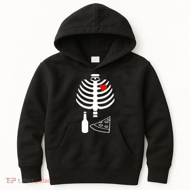 Skeleton Pizza Beer Rib cage Kids Hoodie