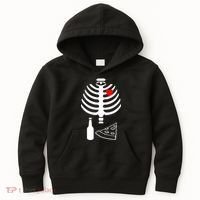 Skeleton Pizza Beer Rib cage Kids Hoodie thumb 0