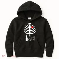 Skeleton Pizza Beer Rib cage Kids Hoodie thumb 0