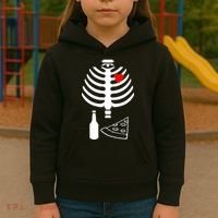 Skeleton Pizza Beer Rib cage Kids Hoodie thumb 3