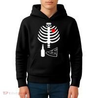 Skeleton Pizza Beer Rib cage Kids Hoodie thumb 4