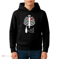 Skeleton Pizza Beer Rib cage Kids Hoodie thumb 4