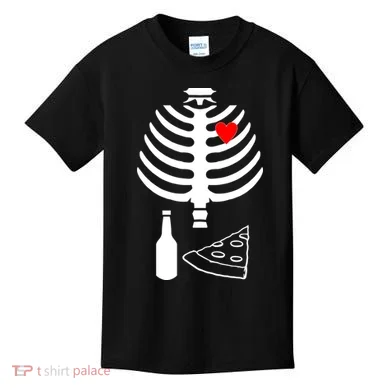 Skeleton Pizza Beer Rib cage Kids T-Shirt