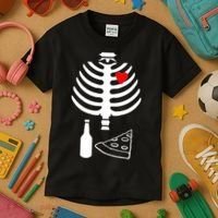 Skeleton Pizza Beer Rib cage Kids T-Shirt thumb 3