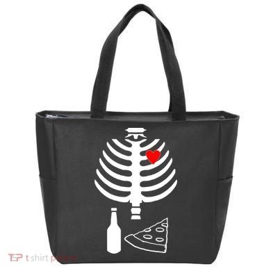 Skeleton Pizza Beer Rib cage Tote Bag