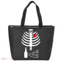 Skeleton Pizza Beer Rib cage Tote Bag thumb 0