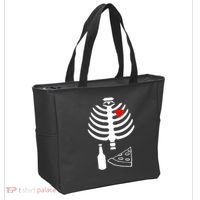 Skeleton Pizza Beer Rib cage Tote Bag thumb 2