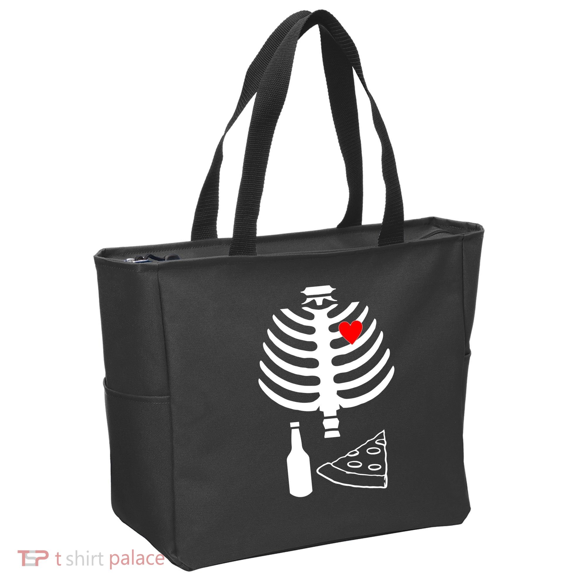 Skeleton Pizza Beer Rib cage Tote Bag