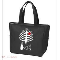 Skeleton Pizza Beer Rib cage Tote Bag thumb 3