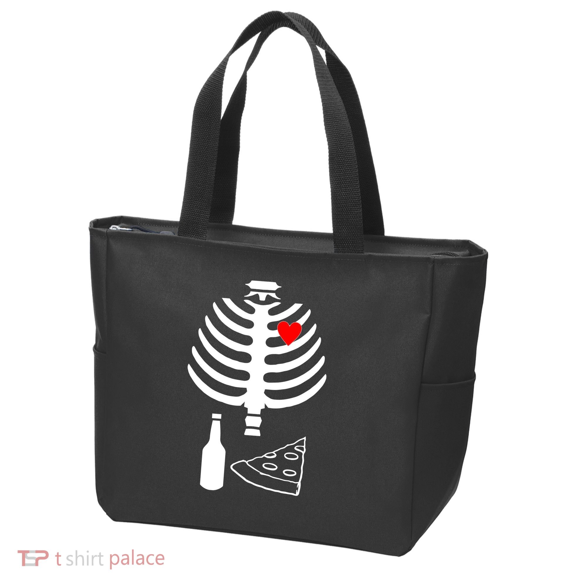 Skeleton Pizza Beer Rib cage Tote Bag