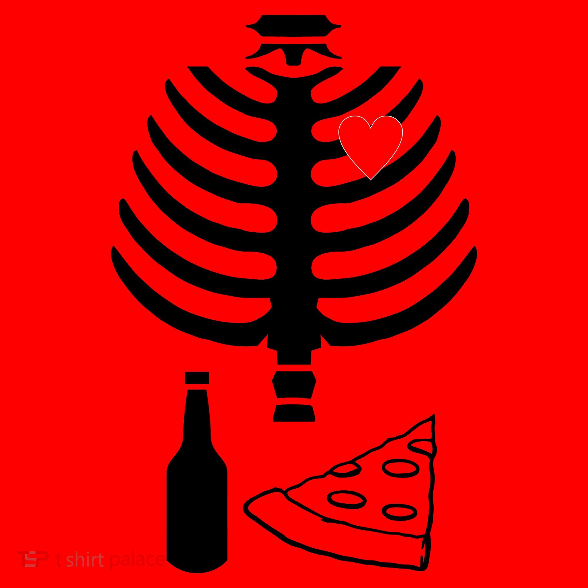 Skeleton Pizza Beer Rib cage Santa Hat