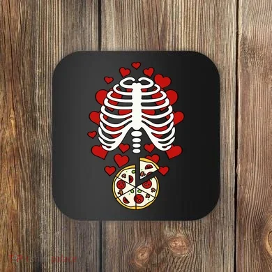 Skeleton Pizza Rib Cage X-Ray Coaster