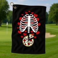 Skeleton Pizza Rib Cage X-Ray Golf Towel thumb 1