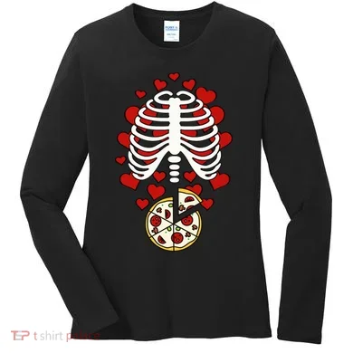 Skeleton Pizza Rib Cage X-Ray Women's Long Sleeve Shirt