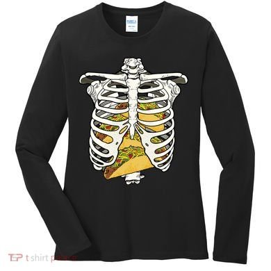 Skeleton Rib Cage Filled With Tacos Women's Long Sleeve Shirt