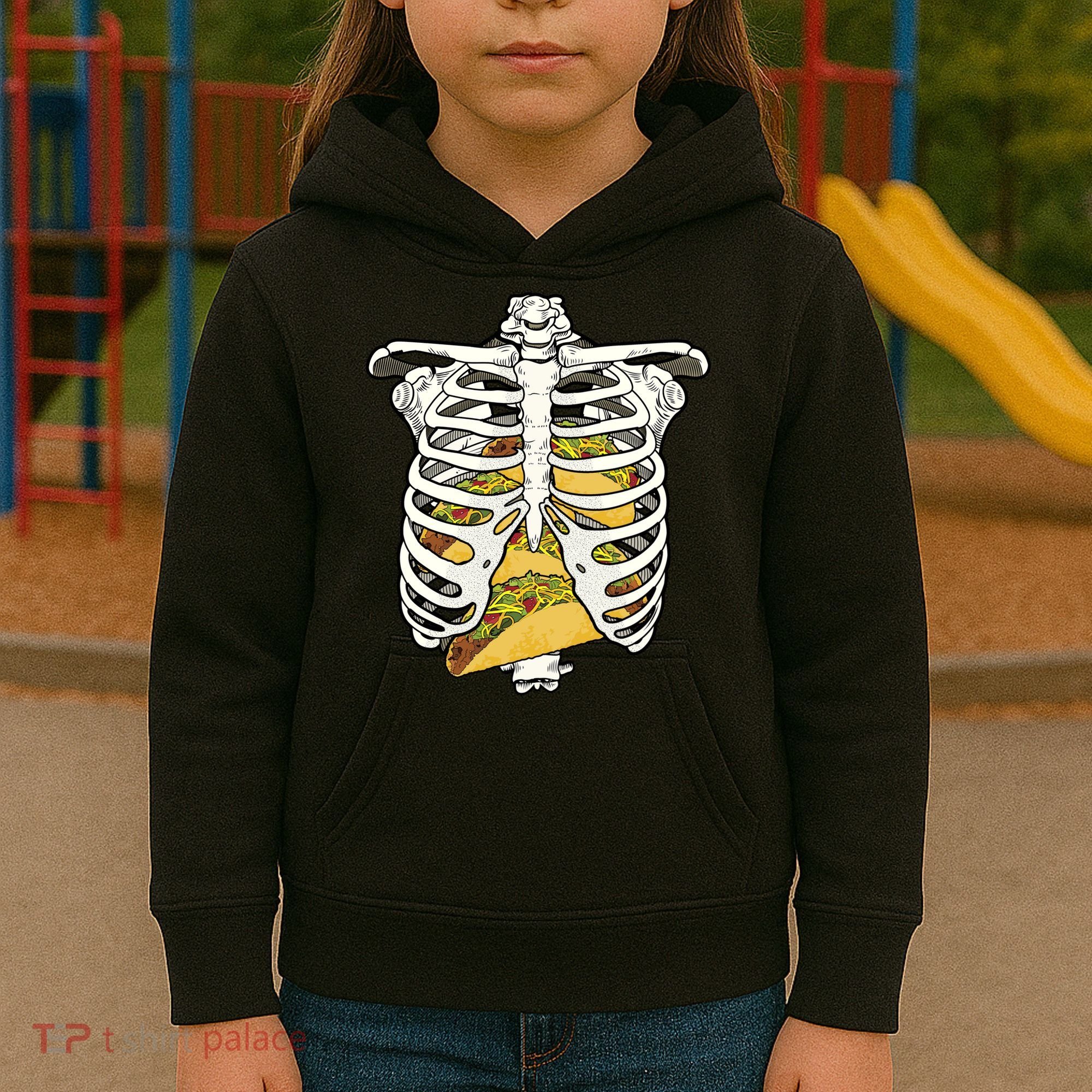 Skeleton Rib Cage Filled With Tacos Kids Hoodie