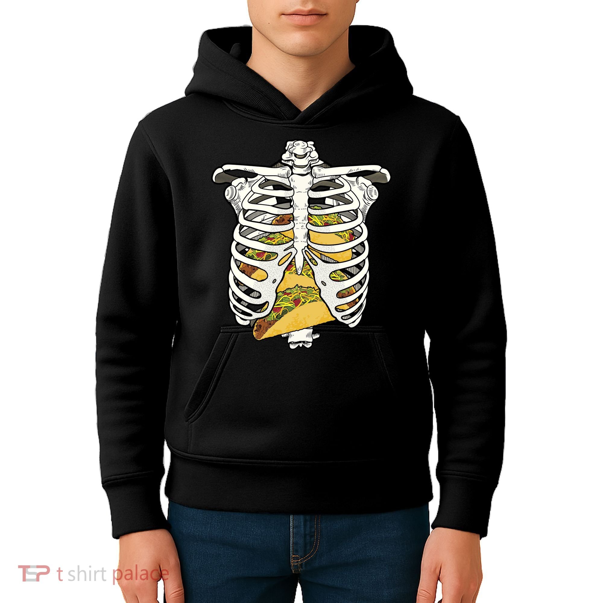 Skeleton Rib Cage Filled With Tacos Kids Hoodie