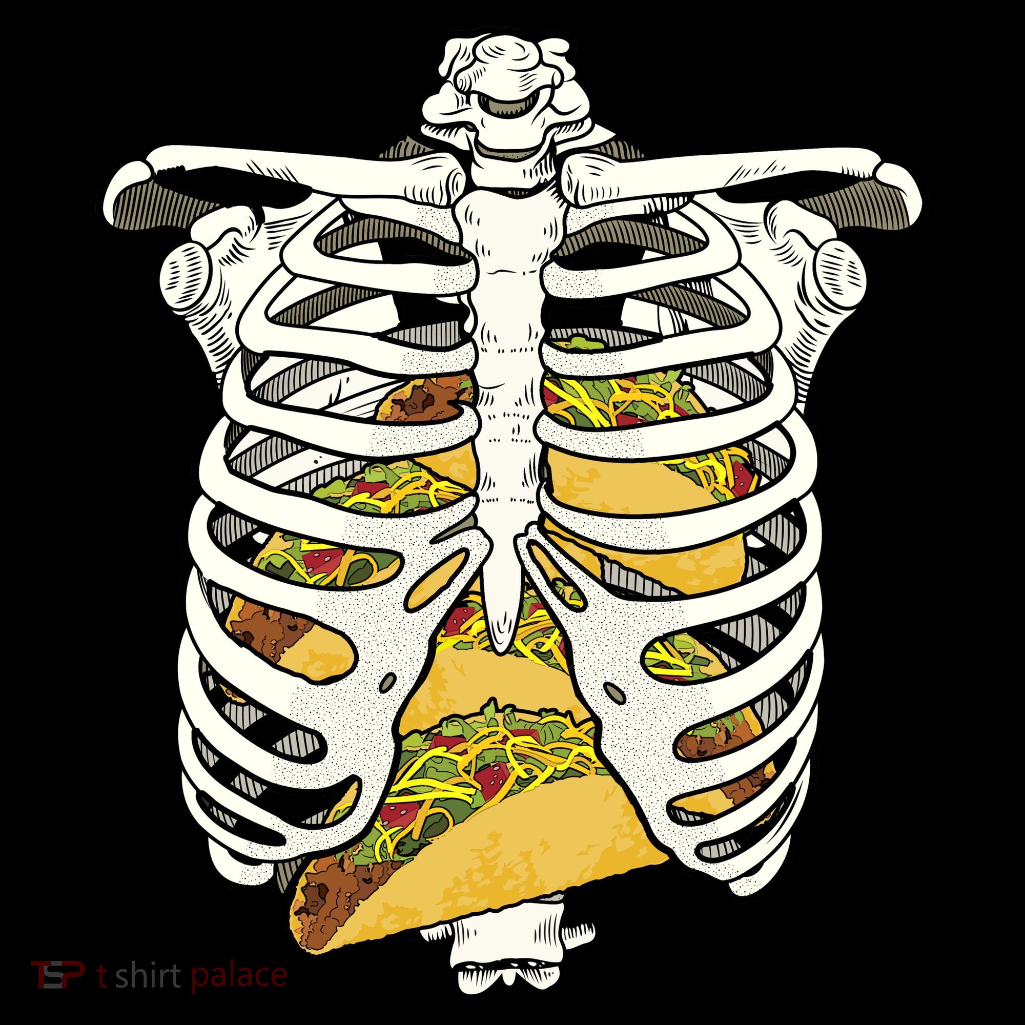 Skeleton Rib Cage Filled With Tacos Kids Hoodie