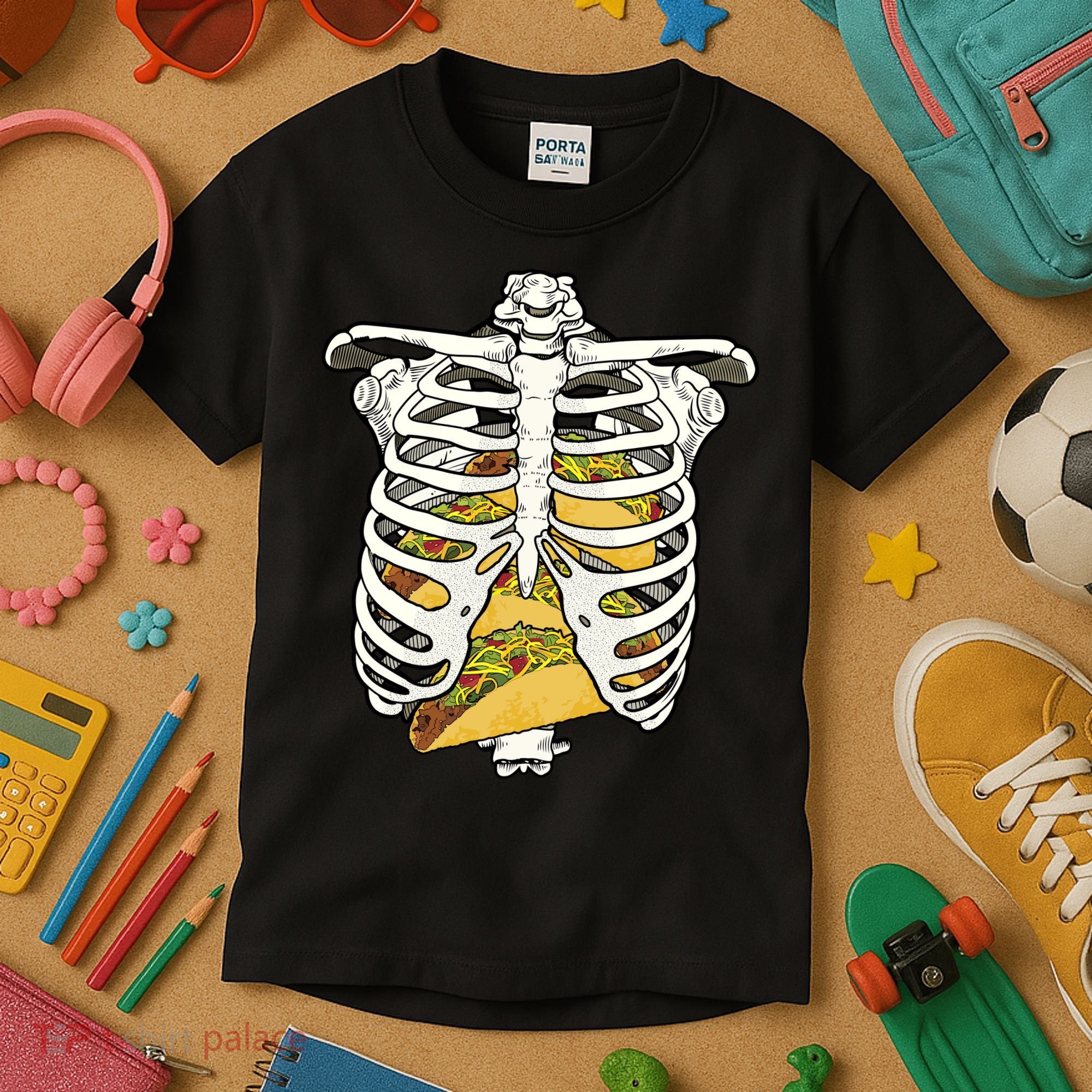 Skeleton Rib Cage Filled With Tacos Kids T-Shirt