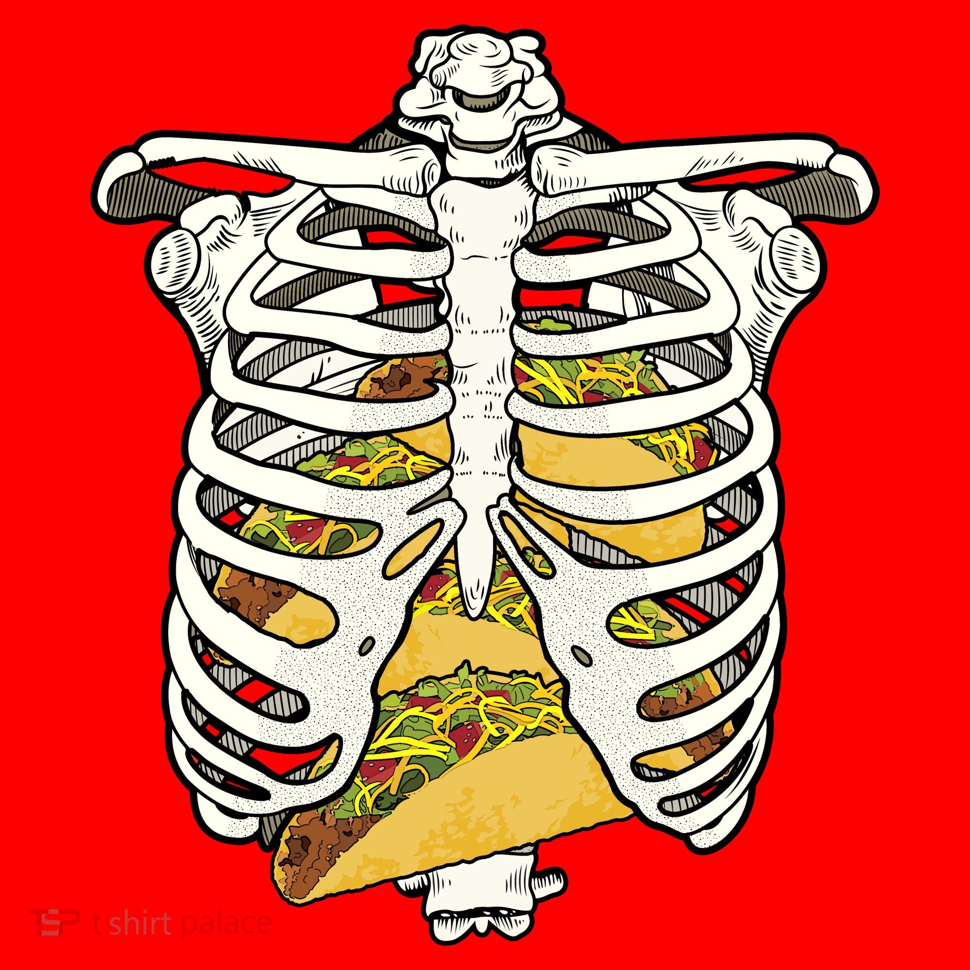 Skeleton Rib Cage Filled With Tacos Santa Hat