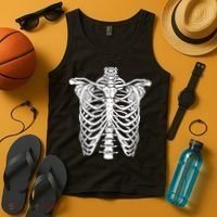 Skeleton Rib Cage Scary Halloween Costume Tank Top thumb 4