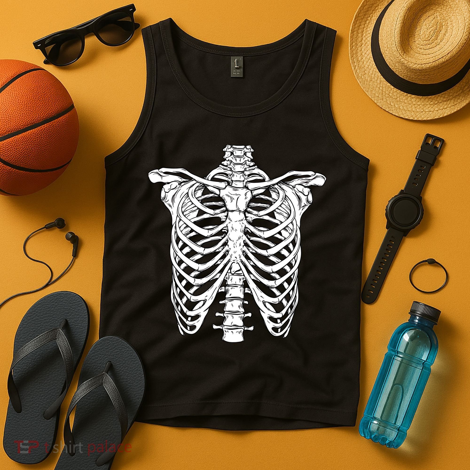 Skeleton Rib Cage Scary Halloween Costume Tank Top