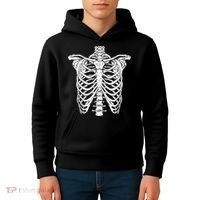 Skeleton Rib Cage Scary Halloween Costume Kids Hoodie thumb 4