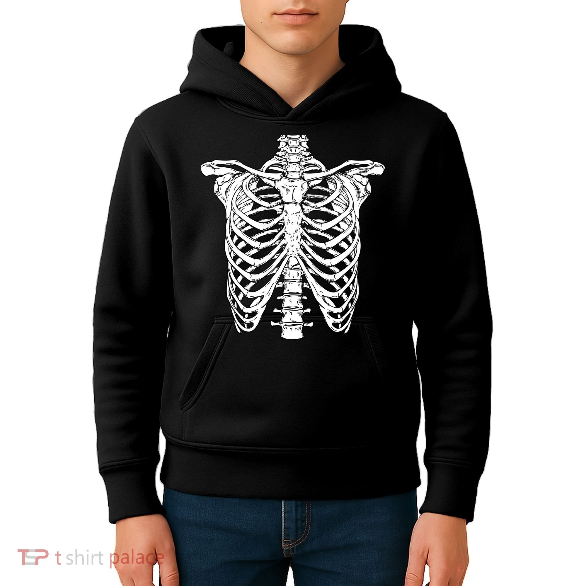 Skeleton Rib Cage Scary Halloween Costume Kids Hoodie