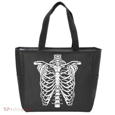 Skeleton Rib Cage Scary Halloween Costume Tote Bag