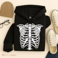 Skeleton Rib Cage Skull Chest Hoodie thumb 4