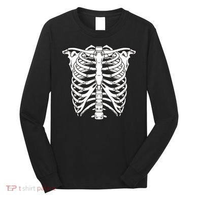 Skeleton Rib Cage Skull Chest Long Sleeve Shirt