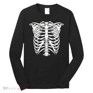 Skeleton Rib Cage Skull Chest Long Sleeve Shirt