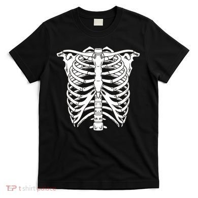 Skeleton Rib Cage Skull Chest T-Shirt