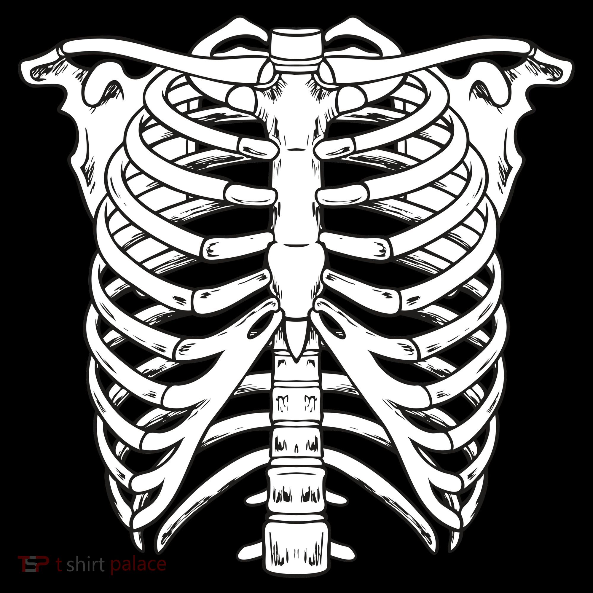 Skeleton Rib Cage Skull Chest T-Shirt