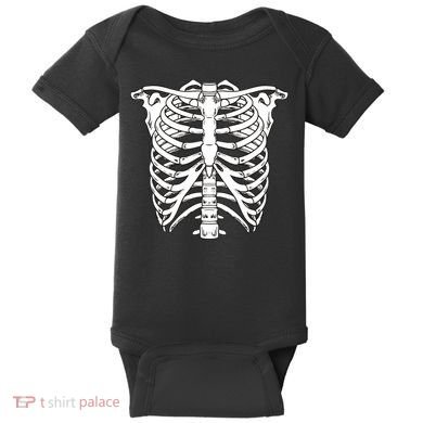 Skeleton Rib Cage Skull Chest Baby Bodysuit