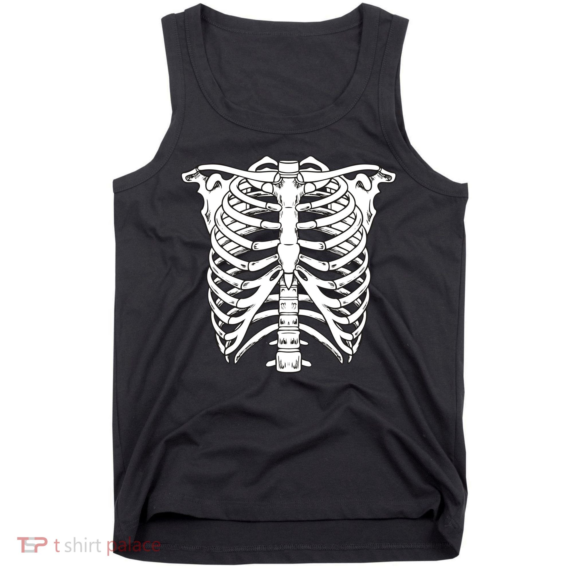 Skeleton Rib Cage Skull Chest Tank Top
