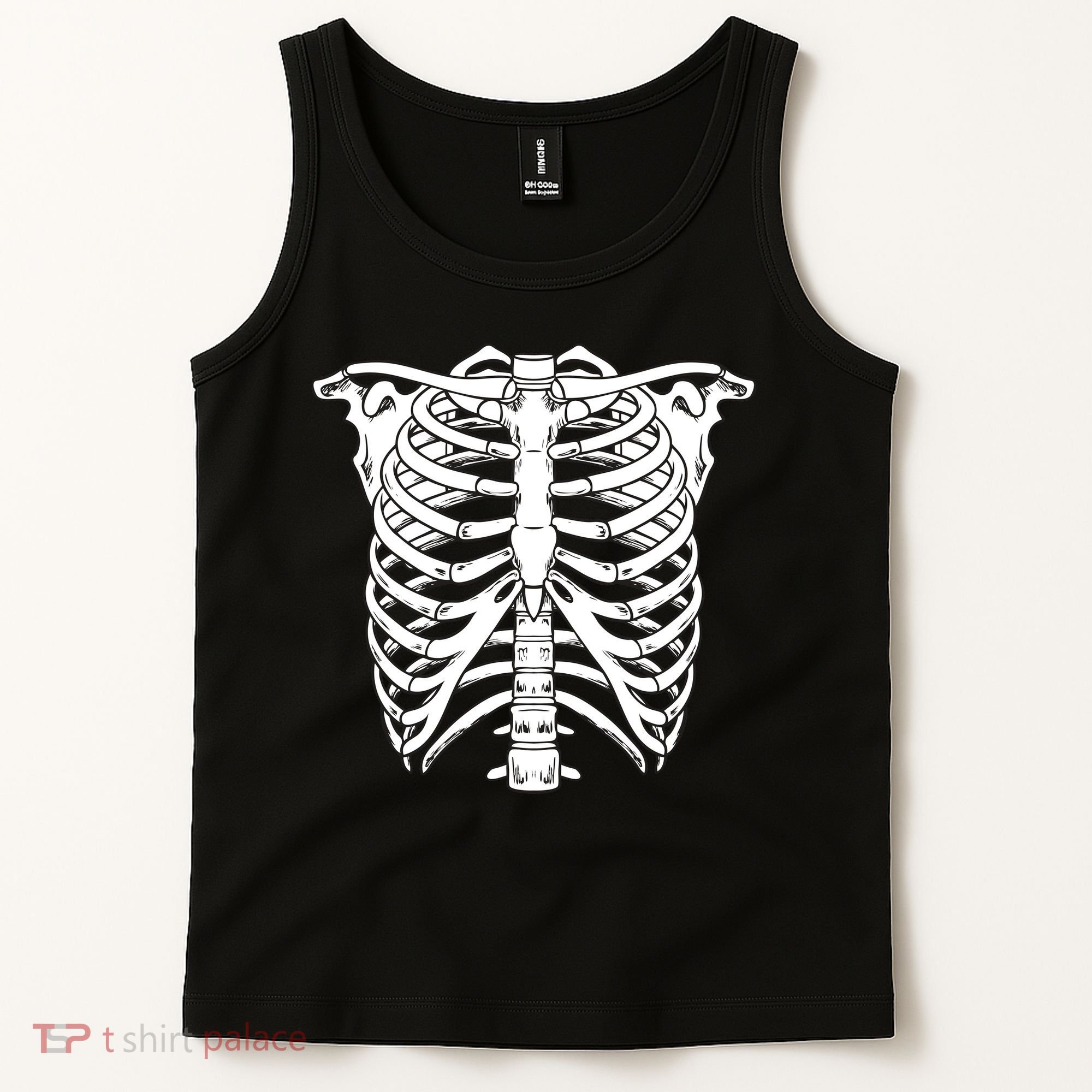 Skeleton Rib Cage Skull Chest Tank Top