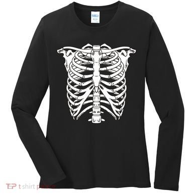 Skeleton Rib Cage Skull Chest Women's Long Sleeve Shirt