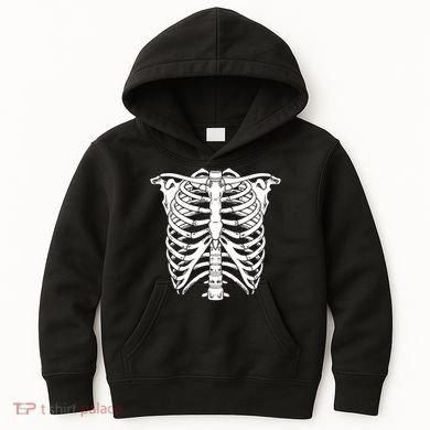 Skeleton Rib Cage Skull Chest Kids Hoodie