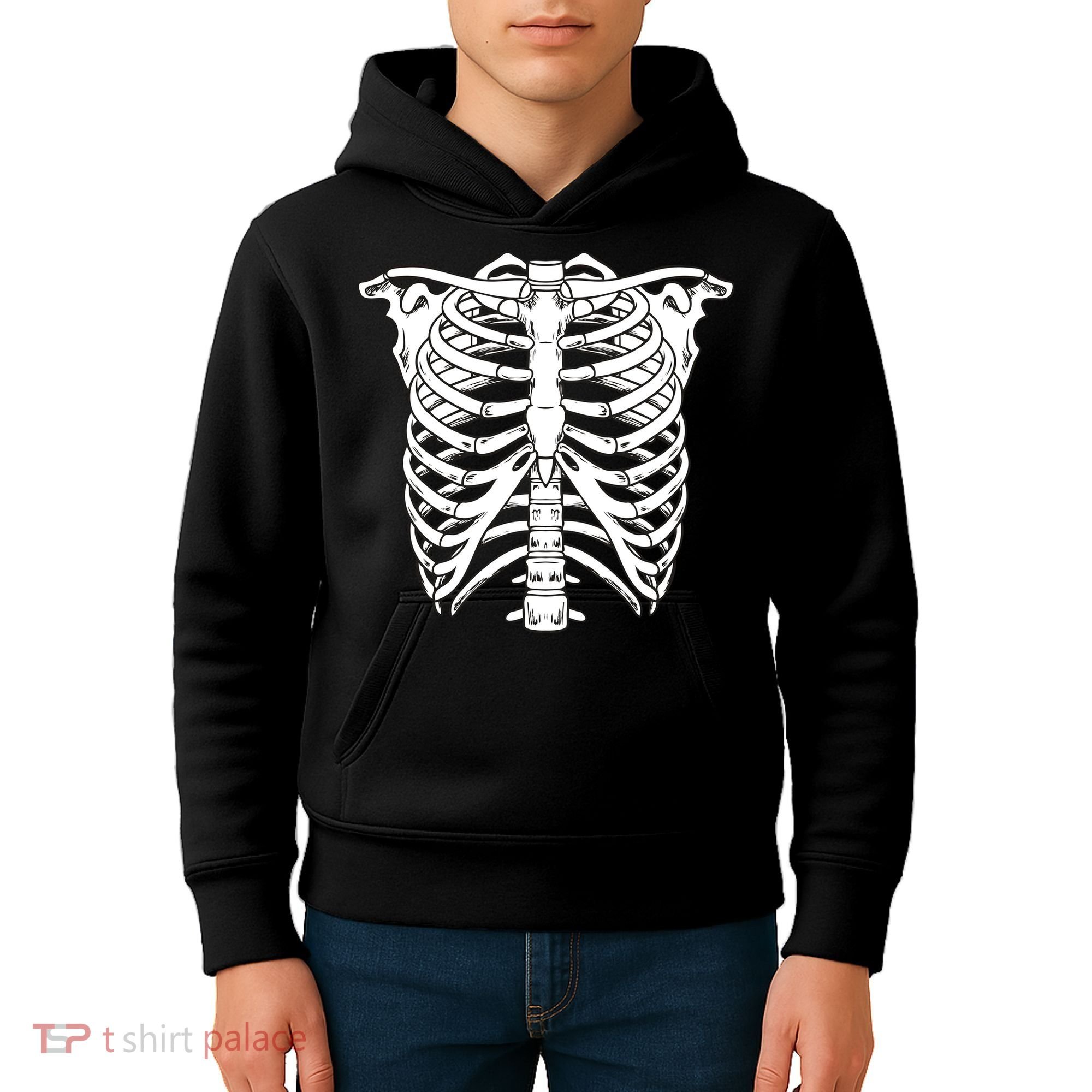 Skeleton Rib Cage Skull Chest Kids Hoodie