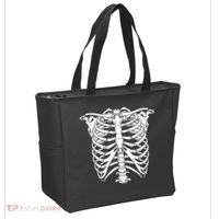 Skeleton Rib Cage Skull Chest Tote Bag thumb 2