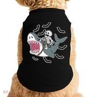 Skeleton Riding Shark Funny Halloween Doggie Tank thumb 0