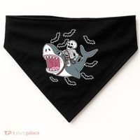 Skeleton Riding Shark Funny Halloween USA-Made Doggie Bandana thumb 0