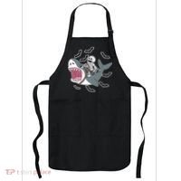 Skeleton Riding Shark Funny Halloween Apron thumb 0
