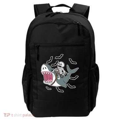 Skeleton Riding Shark Funny Halloween Backpack