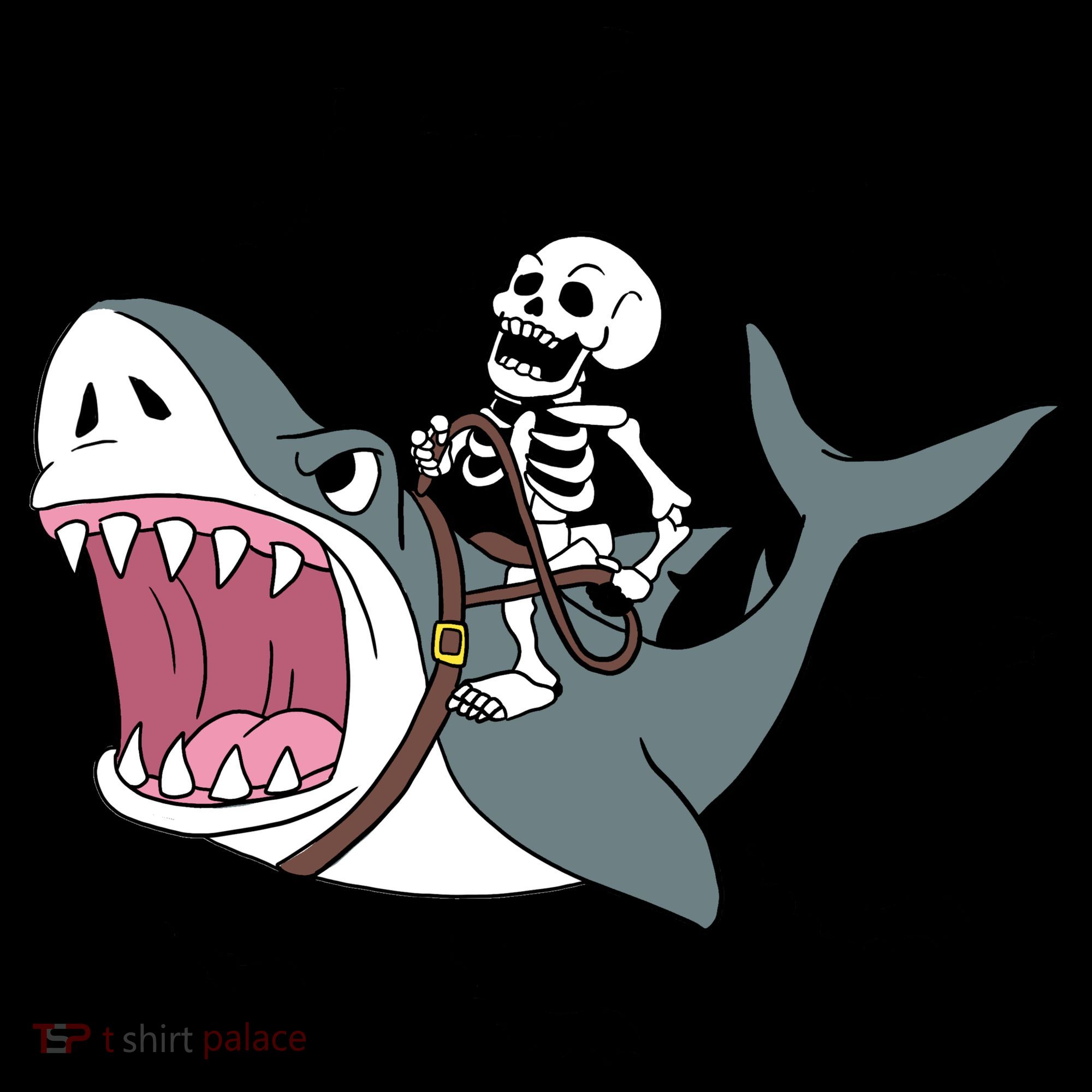 Skeleton Riding Shark Funny Halloween Coffee Mug