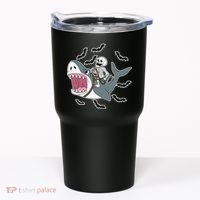 Skeleton Riding Shark Funny Halloween Tumbler thumb 0