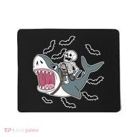 Skeleton Riding Shark Funny Halloween Mousepad thumb 0
