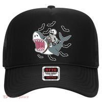 Skeleton Riding Shark Funny Halloween Hat thumb 0