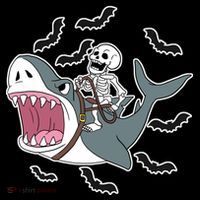 Skeleton Riding Shark Funny Halloween Women's T-Shirt thumb 6
